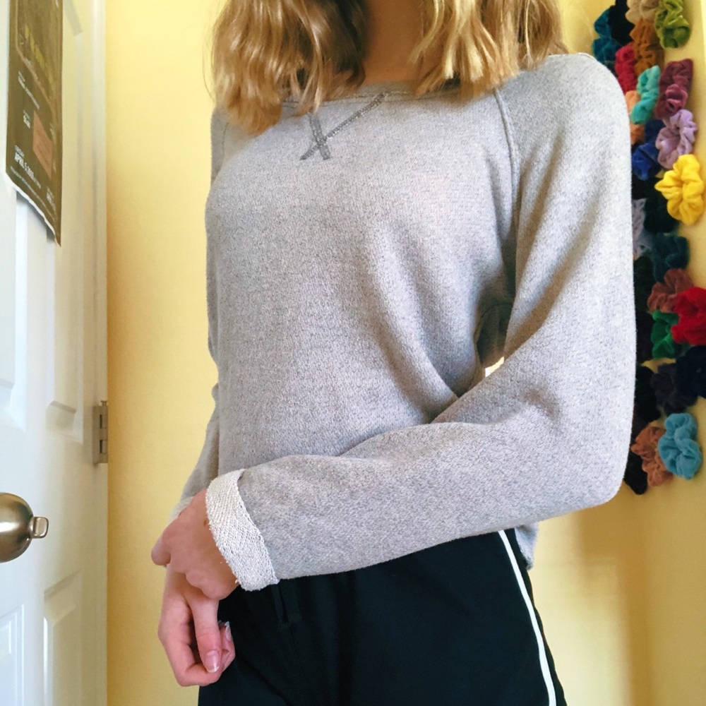 cropped gray crewneck